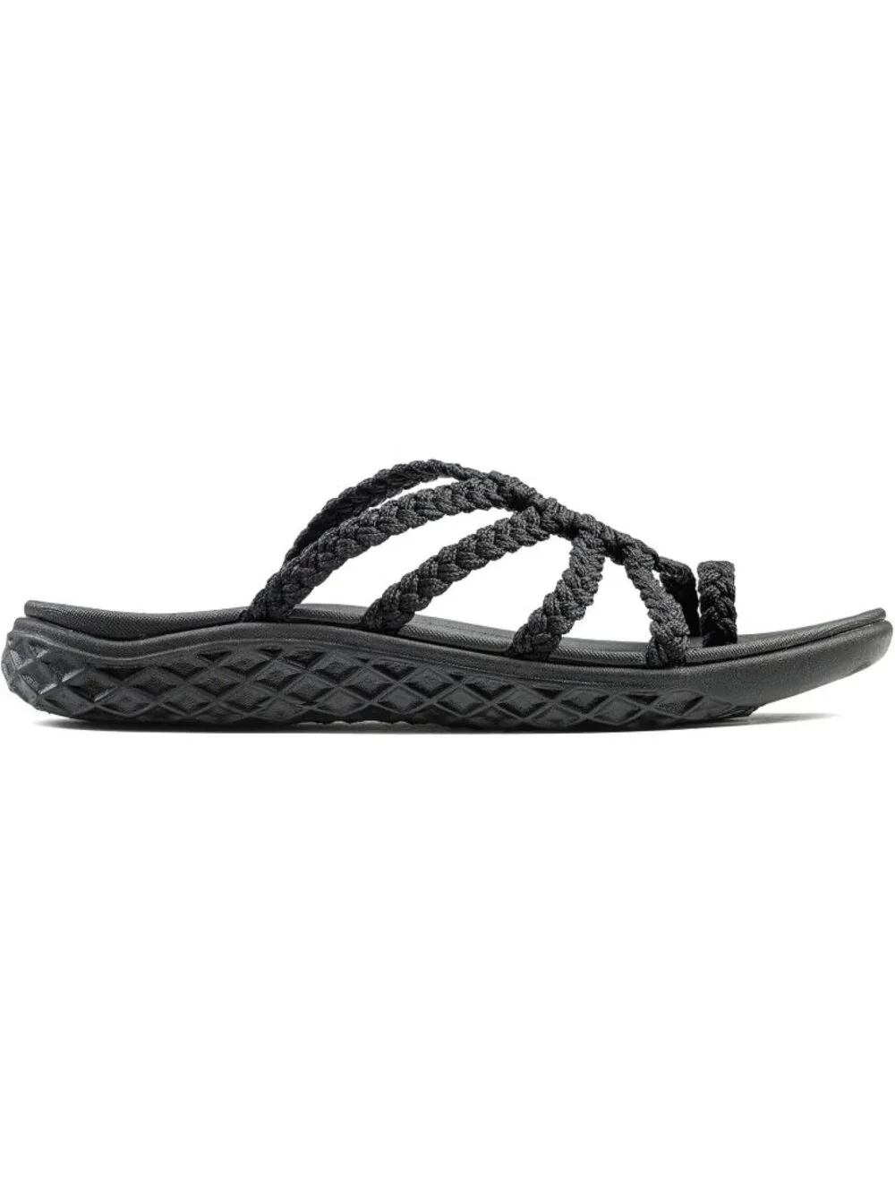 Women's Black Wave Flip Flops with Arch Support Comfortable Walking Casual